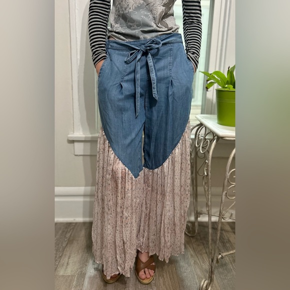 Gemma + Jane Jeans Wide Leg Flared Chiffon Bohemian Cottagecore 60s 70s Sz Small - Picture 3 of 7